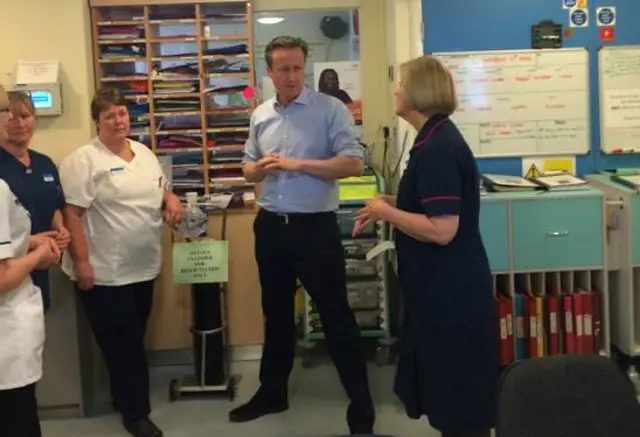 David Cameron speaks to staff a the Whitney Community Hospital - 11 April 2015