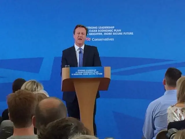 David Cameron speaking at a campaign event in Cheltenham - 12 April 2015