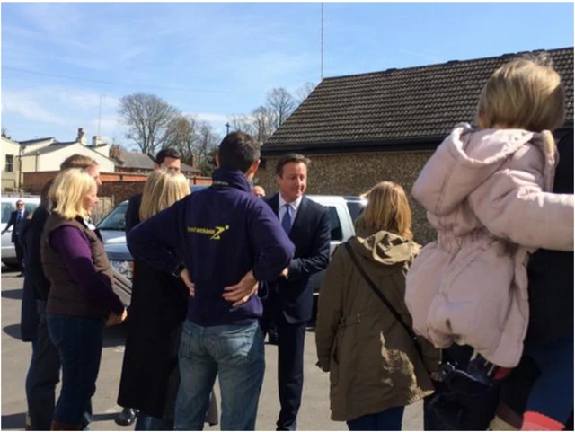 David Cameron talking to voters