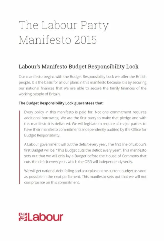 Labour manifesto first page