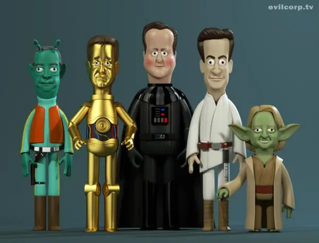 3D sculptures of party leaders depicted as Star Wars characters - 15 April 2015