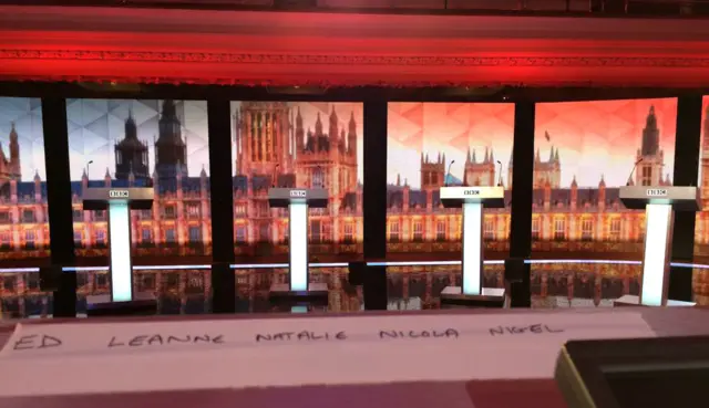 Shot of studio where the BBC leaders' debate is being held - 16 April 2015