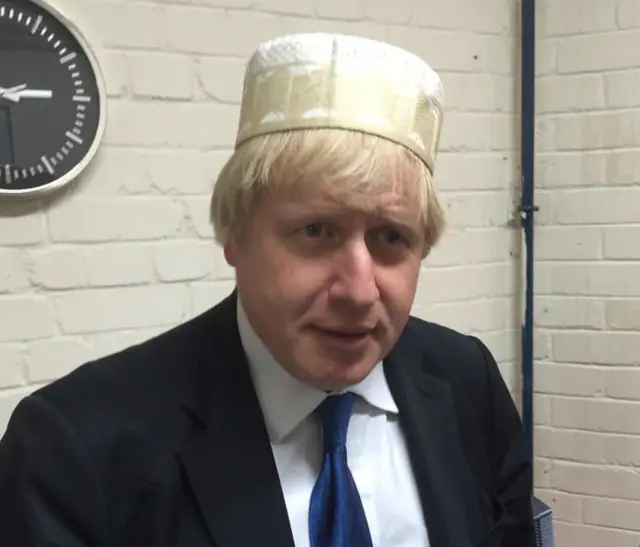 Boris Johnson visits a mosque in West Acton, London - 17 April 2015