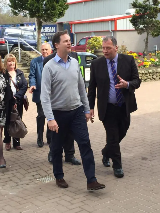 Nick Clegg arriving at a Lib Dem campaign event in Gordon, Scotland - 17 April 2015