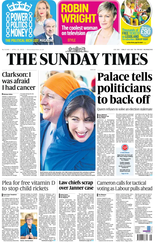 Sunday Times front page