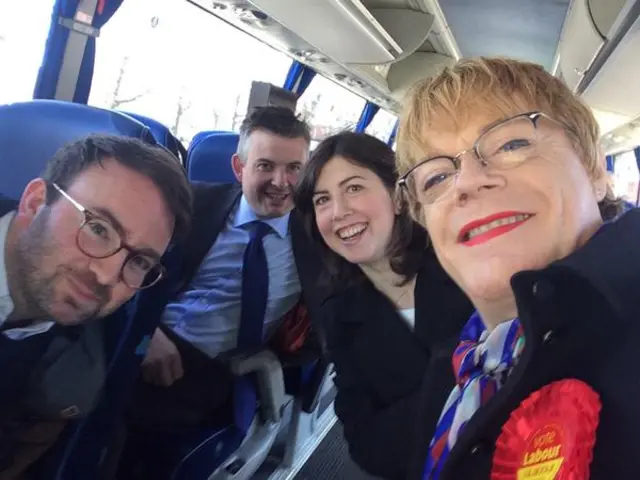 Labour campaign co-ordinator Lucy Powell on her way to an event with Eddie Izzard - 18 April 2015