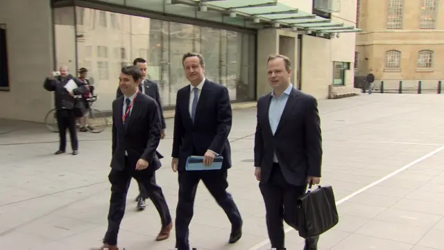 David Cameron arriving at the BBC