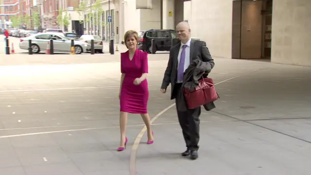 Nicola Sturgeon arrives at the BBC