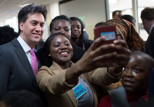 Ed Miliband meets worshippers at the Praise House Community Church in Croydon