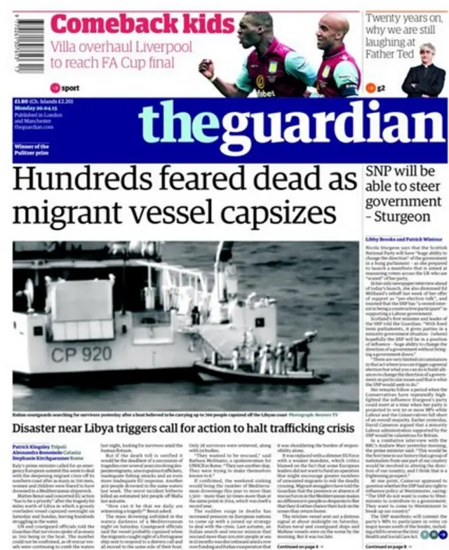 Guardian front page