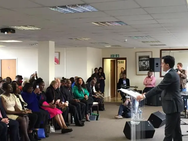 Ed Miliband at a campaign event in south London - 19 April 2015