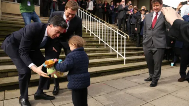 Ed Miliband arrives in Bury