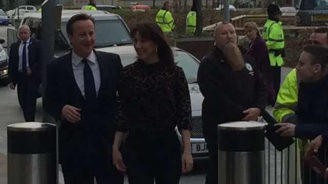 David and Samantha Cameron arrive at Media City