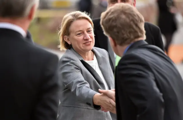 Natalie Bennett arrives at Media City