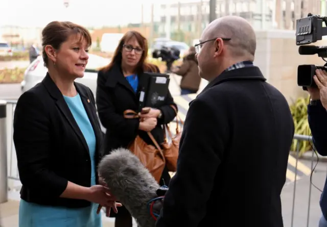 Leanne Wood arrives at Media City