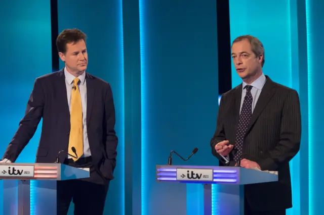 Nick Clegg argues with Nigel Farage