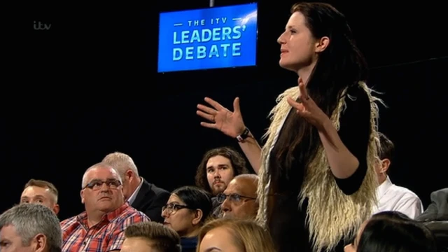 A heckler interrupts proceedings at the ITV debate