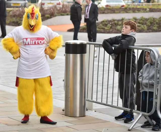 The Mirror Chicken outside Media City