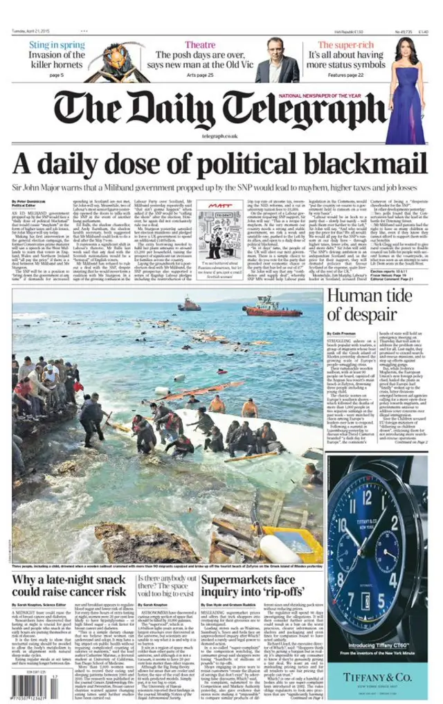 Daily Telegraph front page