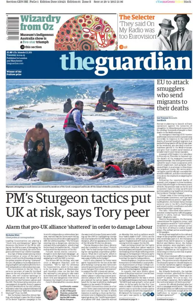 Guardian front page