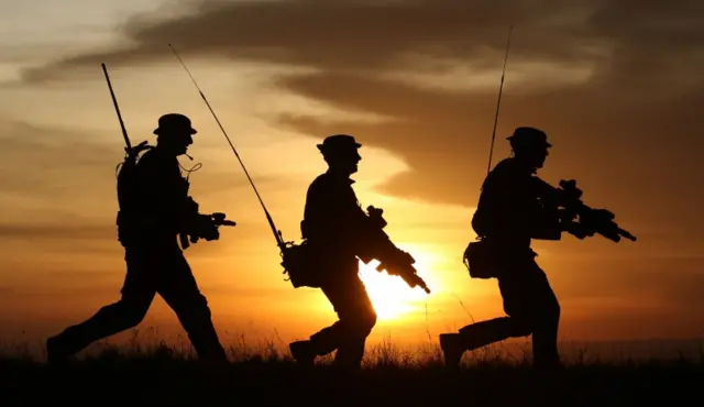 British soldiers at sunset