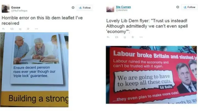 Spelling mistakes on Lib Dem leaflets