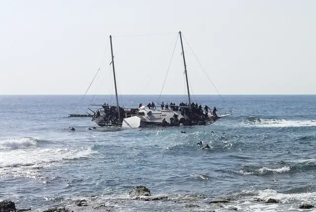 Migrant boat in the Mediterranean