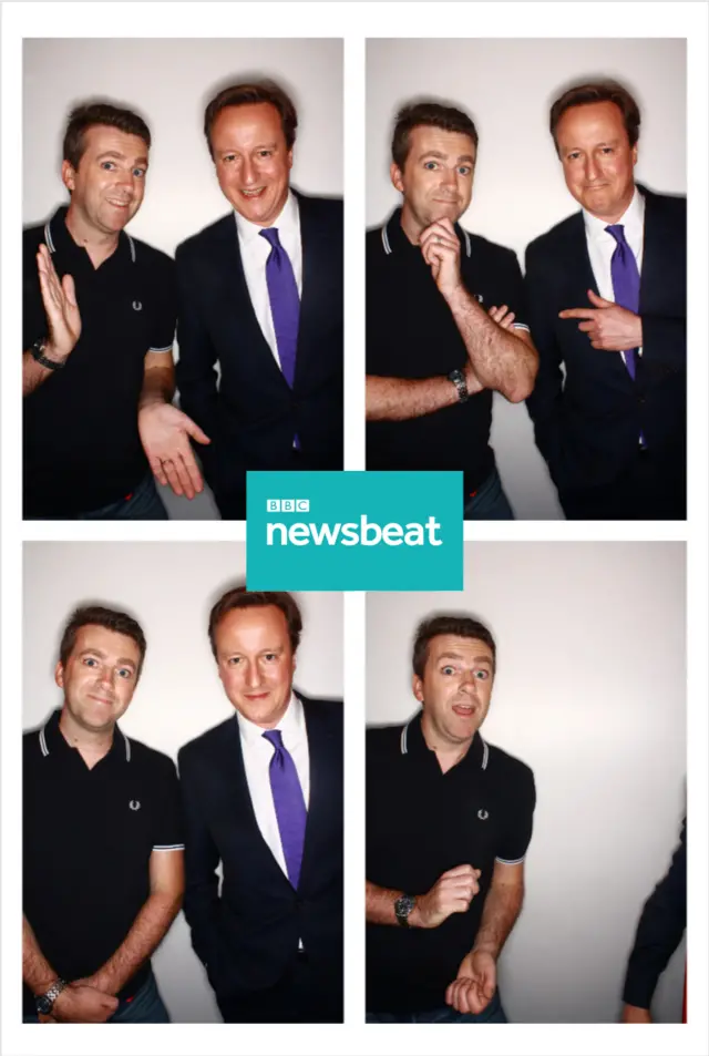 David Cameron with Newsbeat's Chris Smith in our photo booth