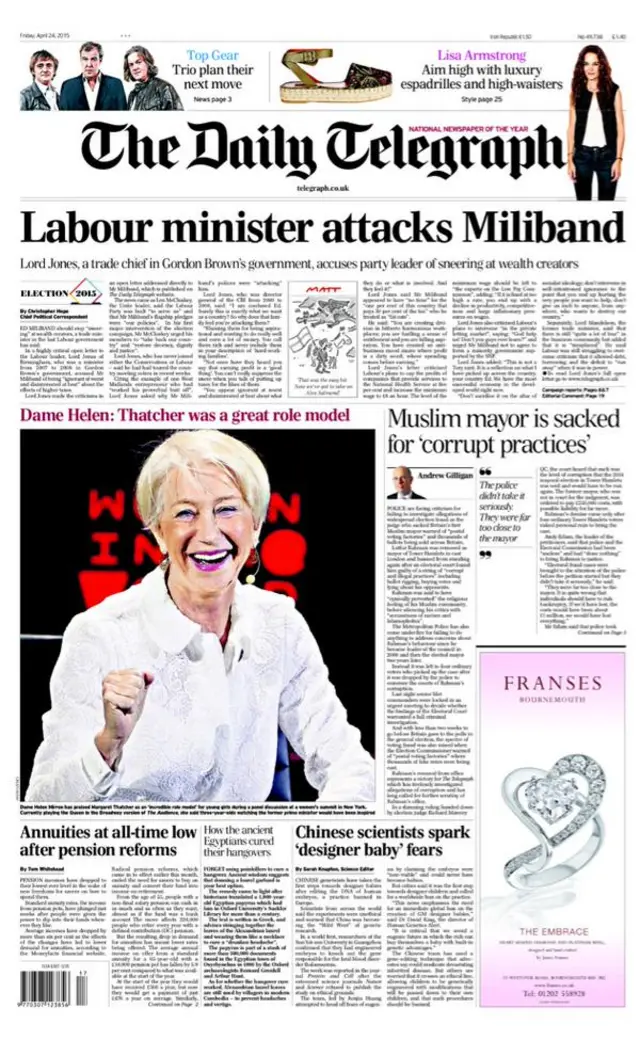 Telegraph front page