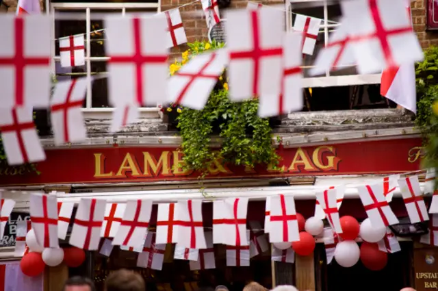 Lamb n Flag pub and English flags