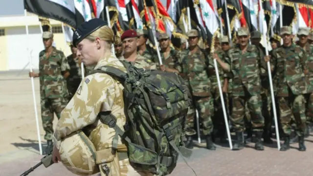 A female British soldier in the southern city of Basra