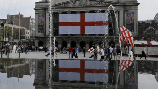 Flag of St George hangs from the Town Hall in Nottingham