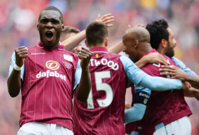 Christian Benteke and other Aston Villa players celebrating