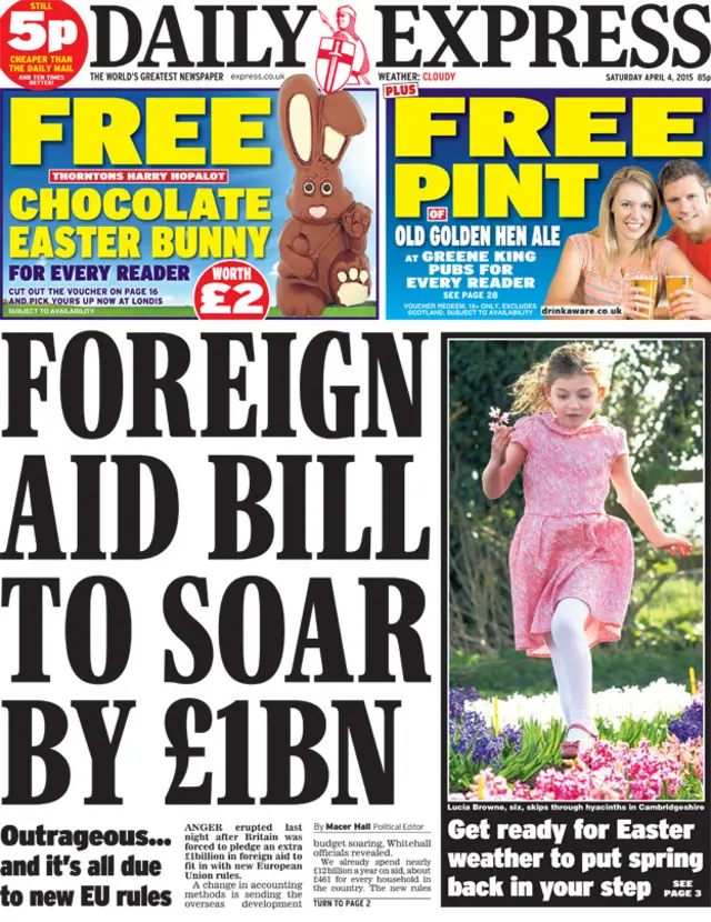 Daily Express front page, 4/4/15