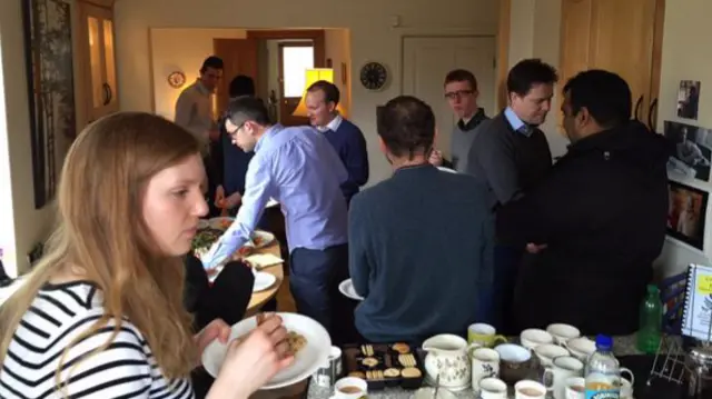 Nick Clegg's campaign team have tea and biscuits