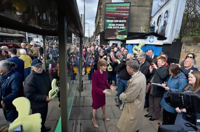 Nicola Sturgeon campaigning in Edinburgh