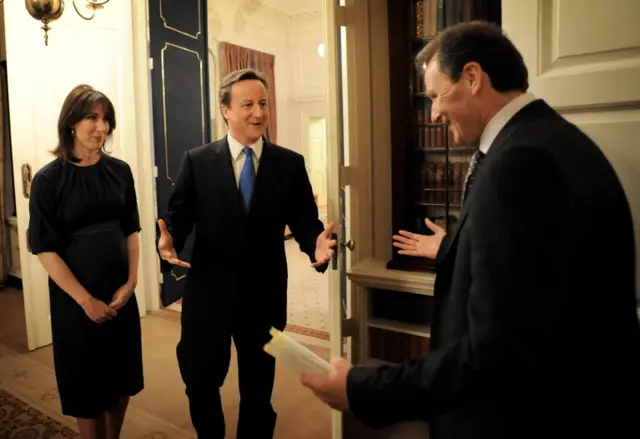 Gus O'Donnell with David and Samantha Cameron