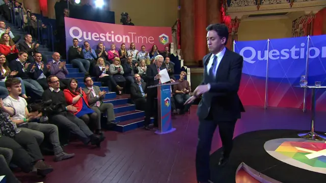 Ed Miliband leaves the stage