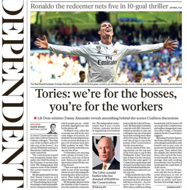 Tomorrow's Independent front page