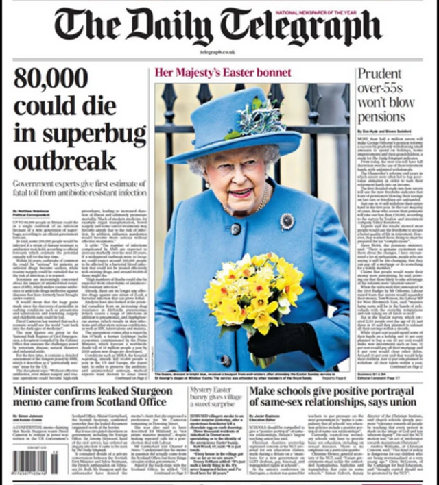 Tomorrow's Telegraph front page