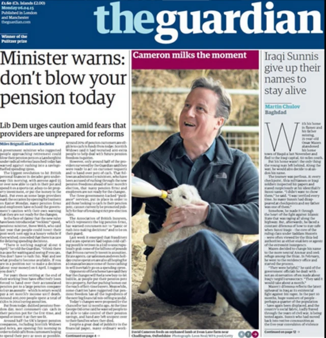 Tomorrow's Guardian front page