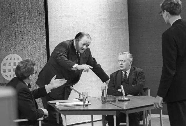 Before the 1964 election, Harold Wilson talks to the BBC's Robin Day