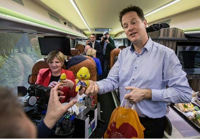 Nick Clegg giving out Easter eggs