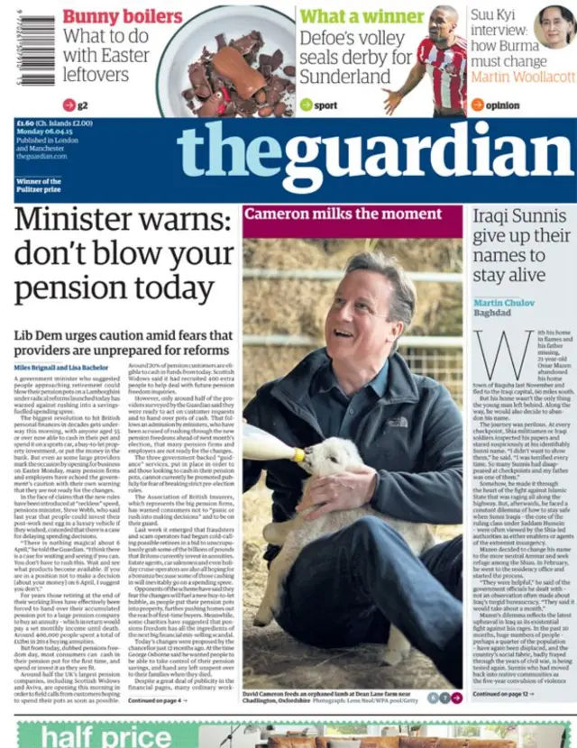 Guardian front page