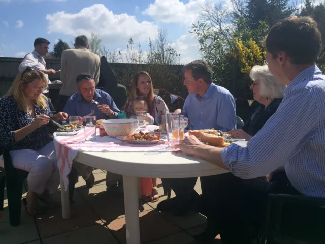 David Cameron at a family barbecue