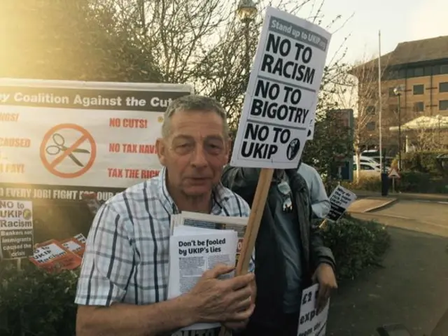 Protesters at UKIP meeting