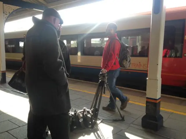 Reporters waiting at Fratton station