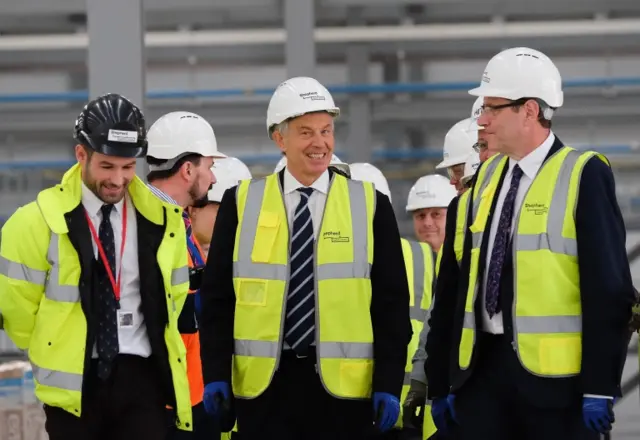 Tony Blair on a factory visit