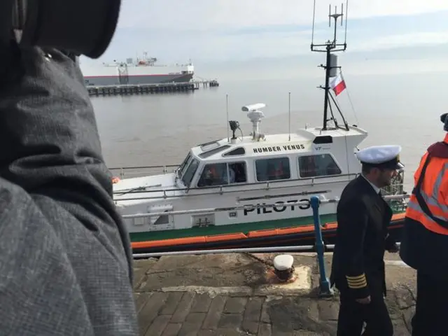 Boat with Joey Essex and Nigel Farage in Grimbsy