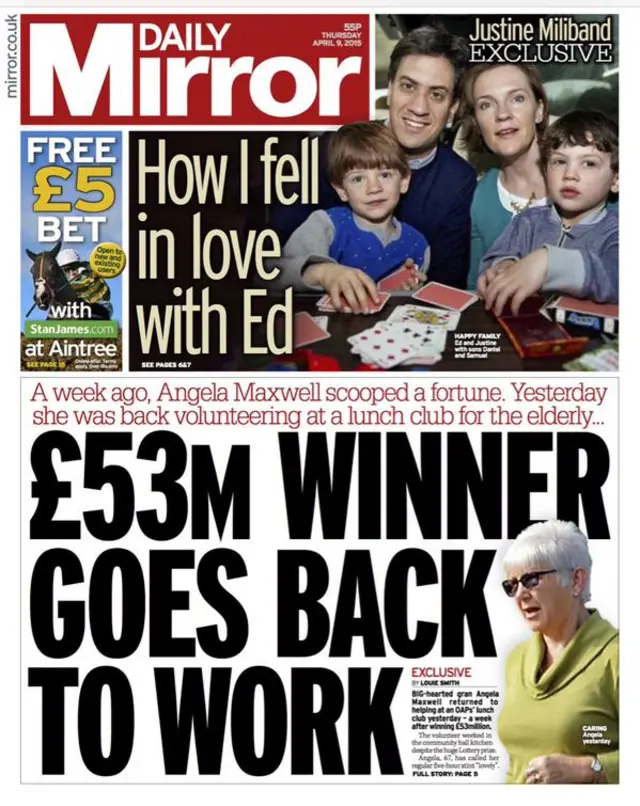 Daily Mirror front page